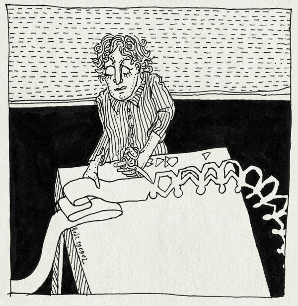 tekening 100, 100, feest, honderd, knippen, monnikenwerk, onpraktisch, papier, poppetjesslinger, slinger