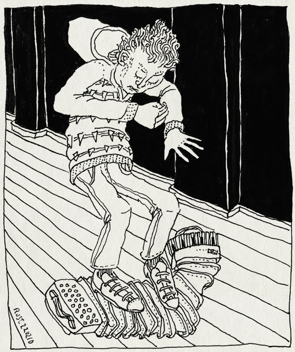 tekening 1012, accordeon, bandoleon, bash, benedenburen, benedenlast, boos, break, geluid, kapot, lawaai, neighbours, onderburen, overlast, sound, stampen, trekharmonica