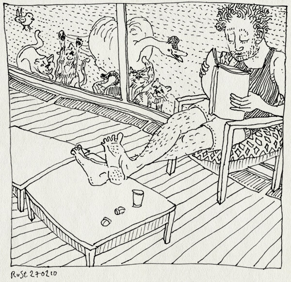 tekening 1017, beestjen, cat, cats, center parks, eemhof, familie, glas, goedhart, huisje, ignore, katten, negeer, pui, relax, rustig, swan, vakantie, vogel, weekendje, weg, zwaan