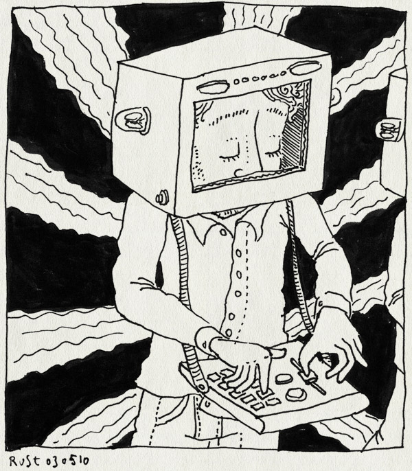 tekening 1082, #fotc, amsterdam, box, doos, flight of the conchords, hoofd, melkweg, performance, podium, robots, square, stage