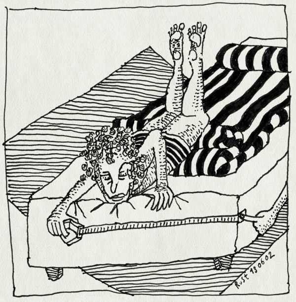 tekening 11, bed, dekbed, krullen, liggen, matras, opmeten, rolmaar