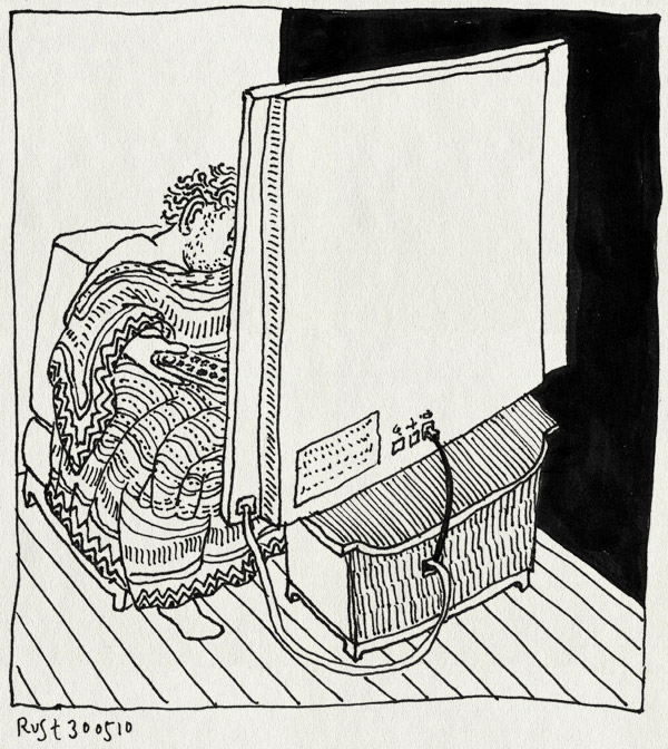tekening 1109, afstandbediening, blanket, blueray, dekentje, flatscreen, remote controll, televisie, television, tv