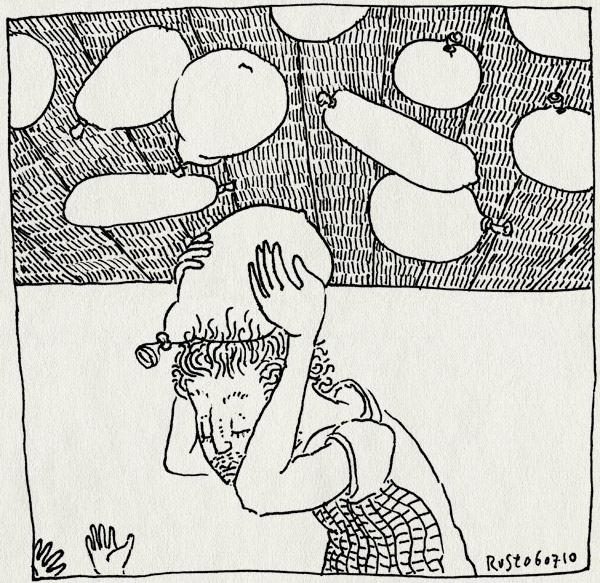 tekening 1146, arjen, ballon, ballonnenfeest, balloon, haar, hair, maasstraat, midas, plafond. ceiling, statisch