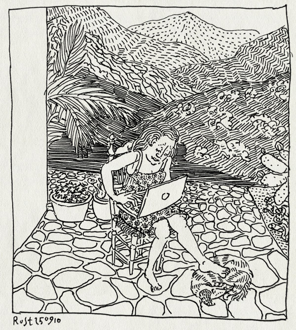 tekening 1227, 10e, 10inc, 2010, la cericera, mac, macbook, martine, spain, spanje, uitzicht, vakantie, view