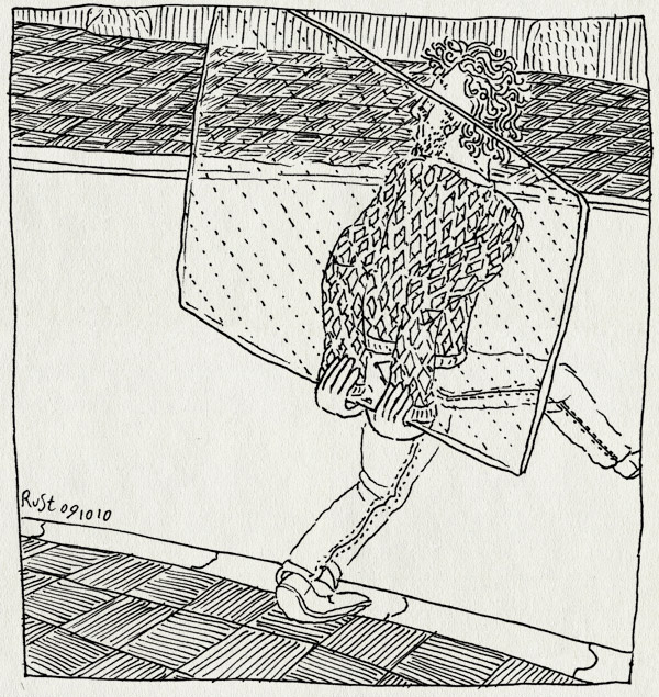 tekening 1241, cliche, douchedeur, glas, glass, klassieker, slapstick, straat, street