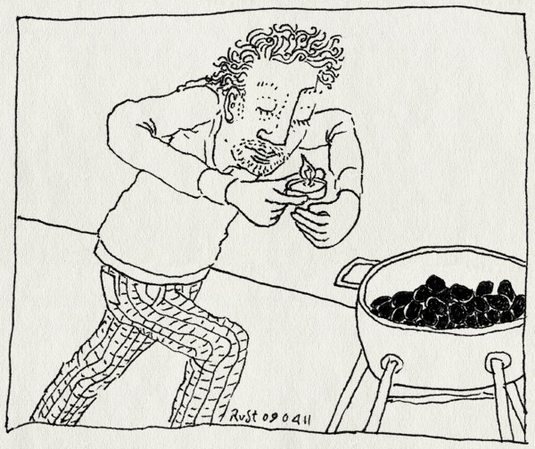 tekening 1422, aansteken, barbecue, kaarsje, kolen, patty, ronald, waxinelichtje, weber