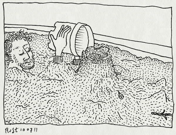 tekening 1513, ingraven, onmogelijk, zandbak, zandkasteel, zandtaartje