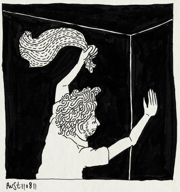 tekening 1545, doodslaan, muggen, nacht, theedoek