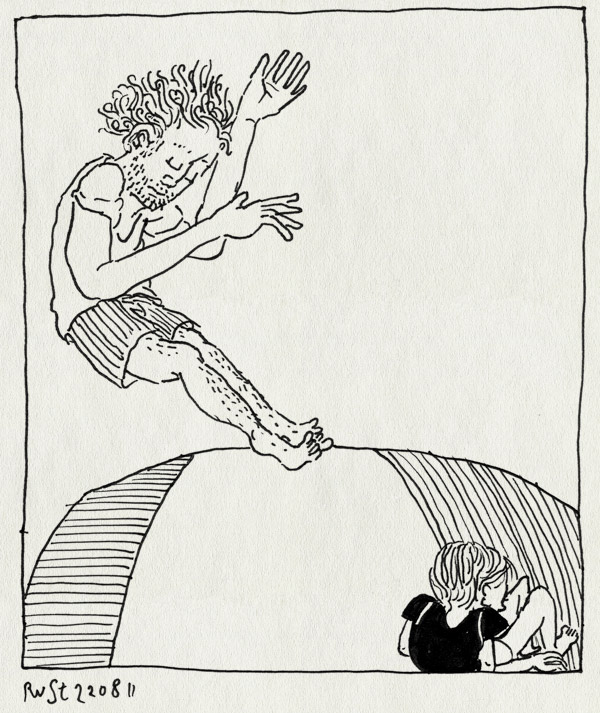 tekening 1556, alwine, camping, midas, sprinkussen, texel