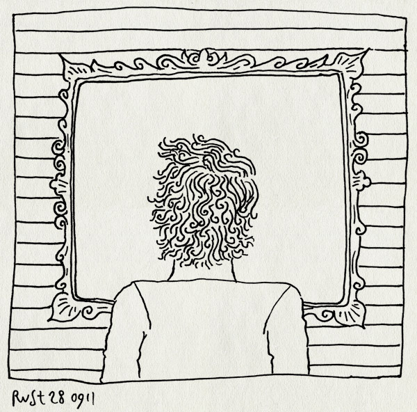 tekening 1588, achterhoofd, lijst, magritte, schilderij, spiegel