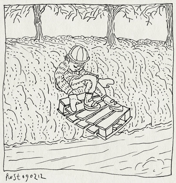 tekening 1721, heerhugowaard, ijs, kade, midas, pallet, slee, wihieeee