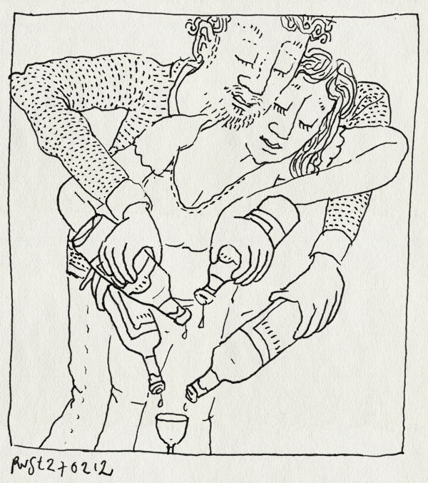 tekening 1739, drank, druppels, flessen, gezellig, martine, ruben, samen, wijn, wit