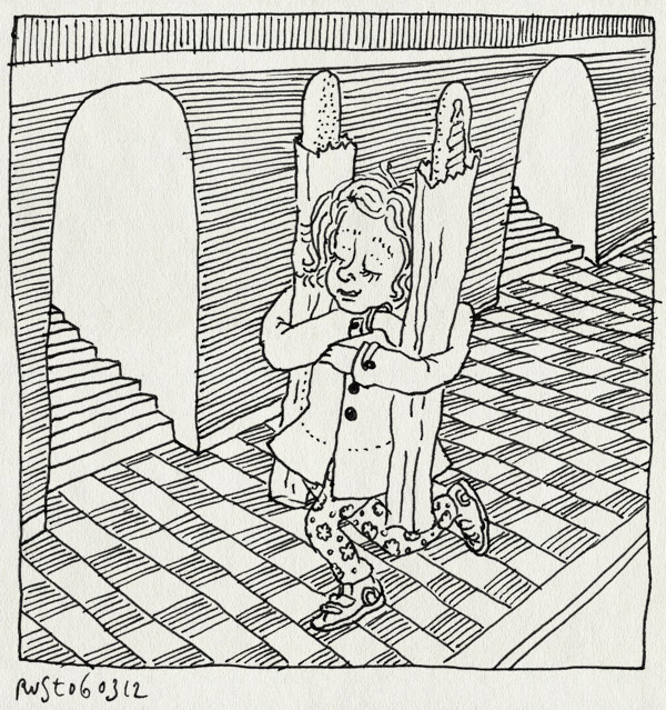 tekening 1747, alwine, amsterdam, maasstraat, stokbrood, straat