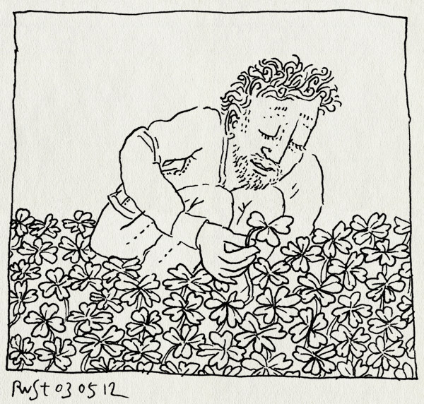 tekening 1805, clover, ierland, ireland, klavertje, plukken, shamrock, vier, vijf