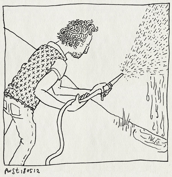 tekening 1820, muur, schoonspuiten, verf