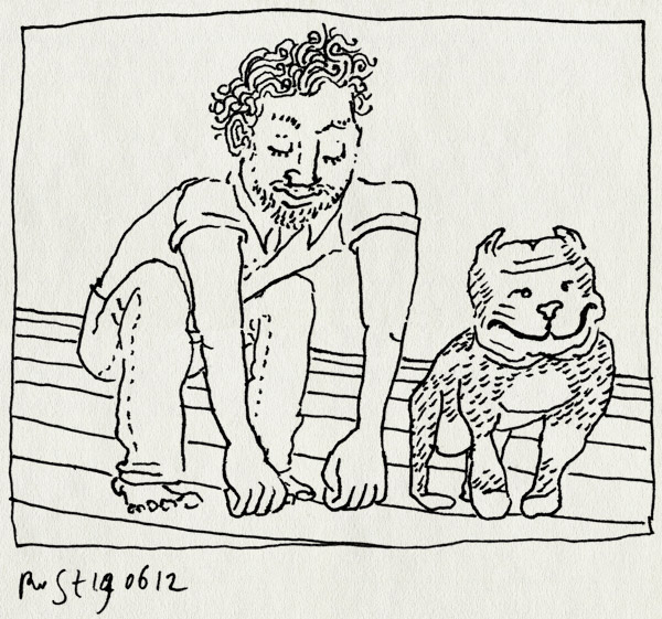 tekening 1852, hond, pitbull