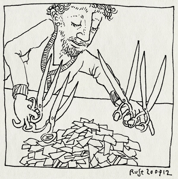 tekening 1883, edward scissorhands, knippen, knipsels, scharen, stukjes