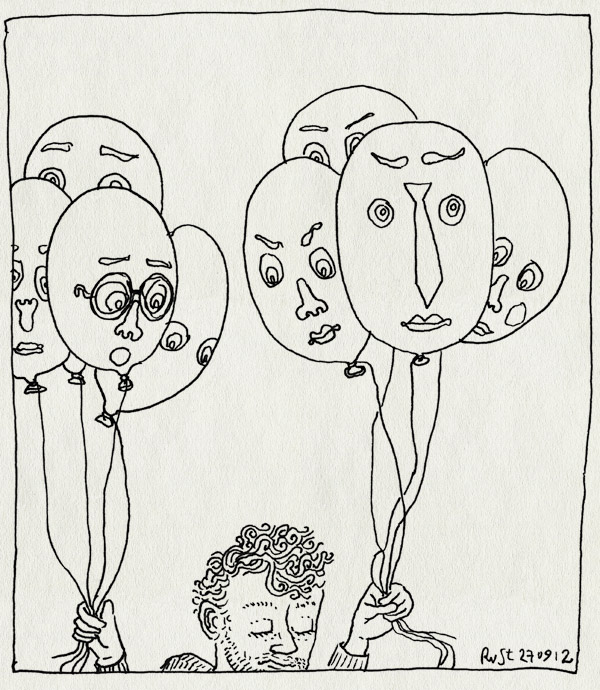 tekening 1952, ballonnen, gezichtjes, innovatiefestival, kusters en montens, pluk