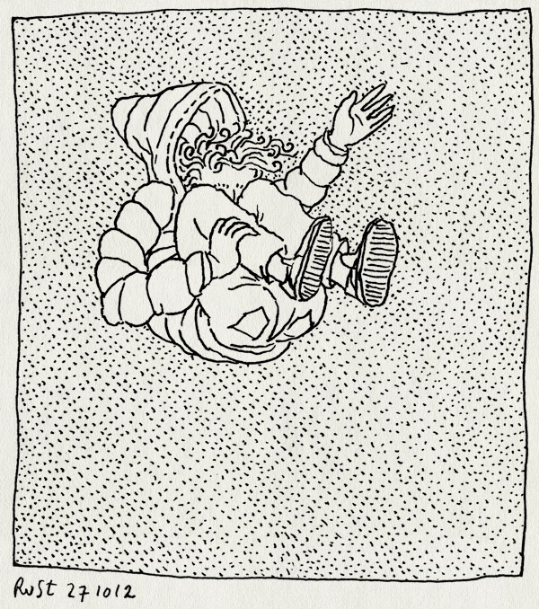 tekening 1982, duin, klimduin, rollen, ruimte, schoorl, stippen, vallen