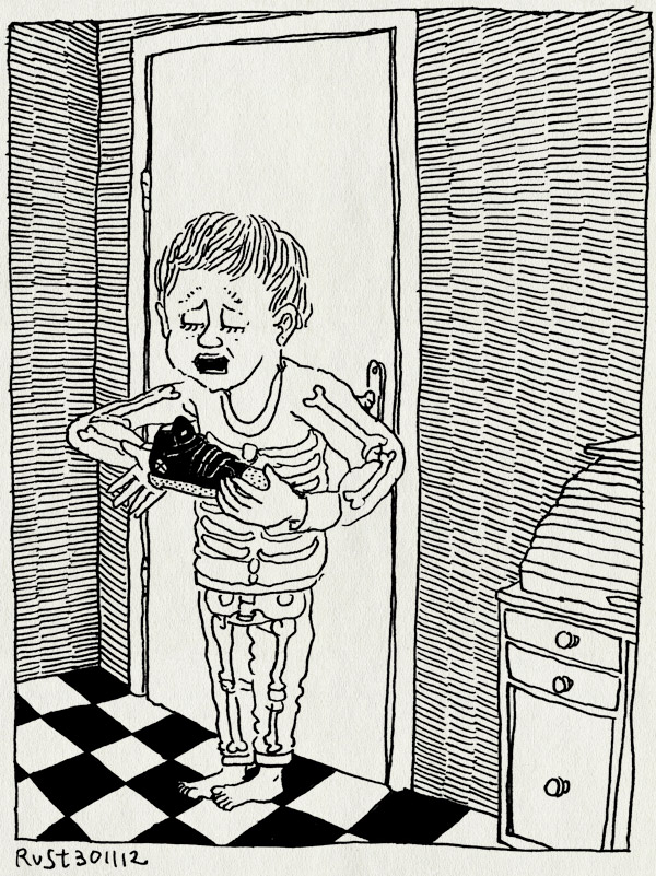 tekening 2016, gang, huilen, leeg, midas, schoen, schoentje zetten, sinterklaas, slechte ouders, vergeten