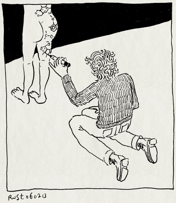 tekening 2084, arjan, billen, drugs, formules, tekenen, vk, volkskrant