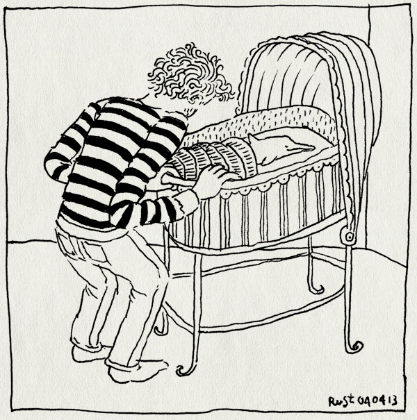 tekening 2141, baby, buren, dauphine, geboren, ilias, kiek, lief, martijn, nacht, wieg, wiegje