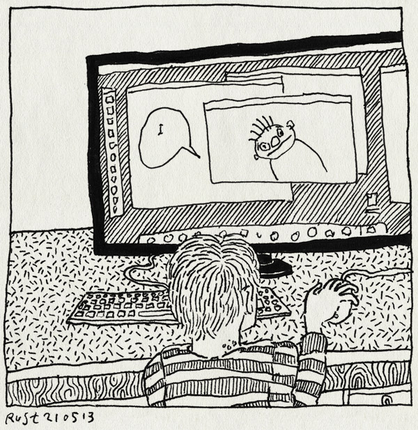 tekening 2188, computer, eigen, feest, macmini, midas, muis, photoshop, waterwratjes