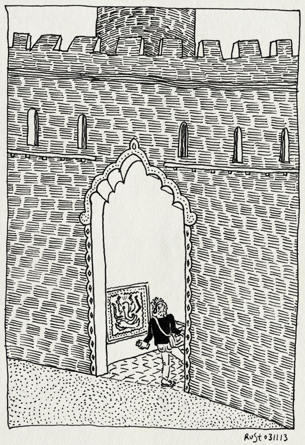 tekening 2354, audiotour, bangalore, bangalore castle, christian, hindu, india, moors, roman, tourist