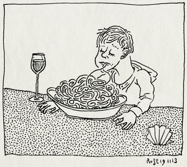 tekening 2370, cavallino, midas, pasta, pesto, spaghetti