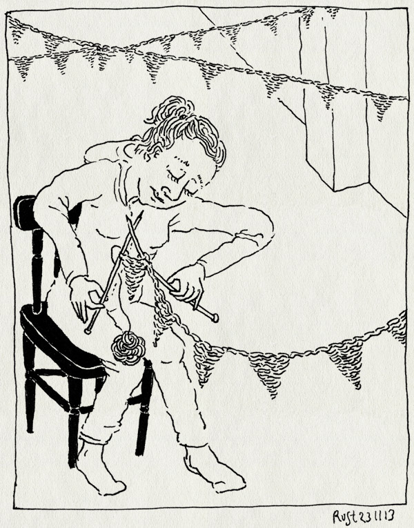 tekening 2374, alwine, breien, feest, handgemaakt, martine, midas, slingers, verjaarda, vlaggetjes, voorbereiding, zelf, zelfgemaakt