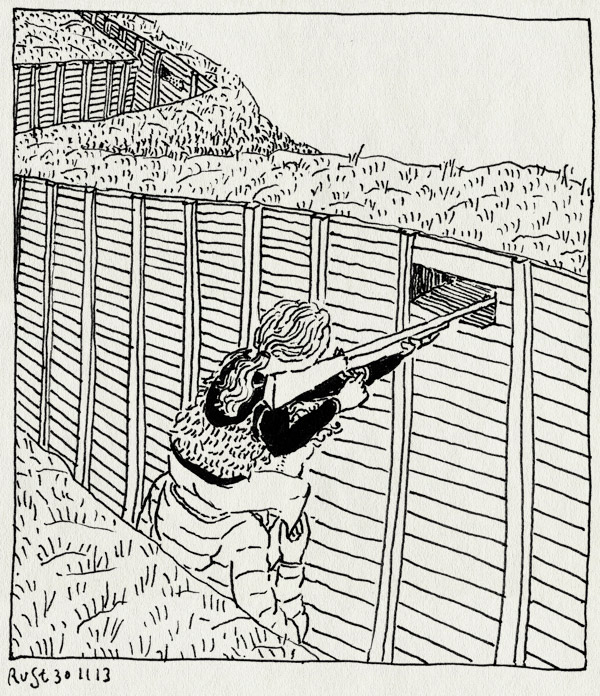 tekening 2381, alwine, geweer, grebbelinie, kazemat, loopgraven, schieten, schietgat, woudenberg