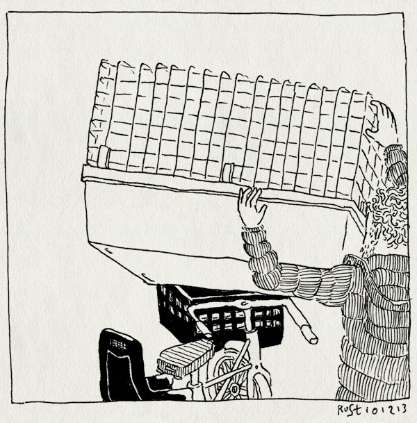 tekening 2391, 5, alwine, cavia, caviakooi, exotica, fiets, groot, jarig, vanwoustraat, verjaardag, vervoer, vijf