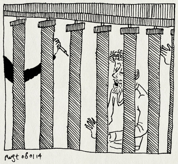 tekening 2420, affiche, bellevue, deeerstevrouw, hitchcock, lamellen, moord, pen, schets, suspense