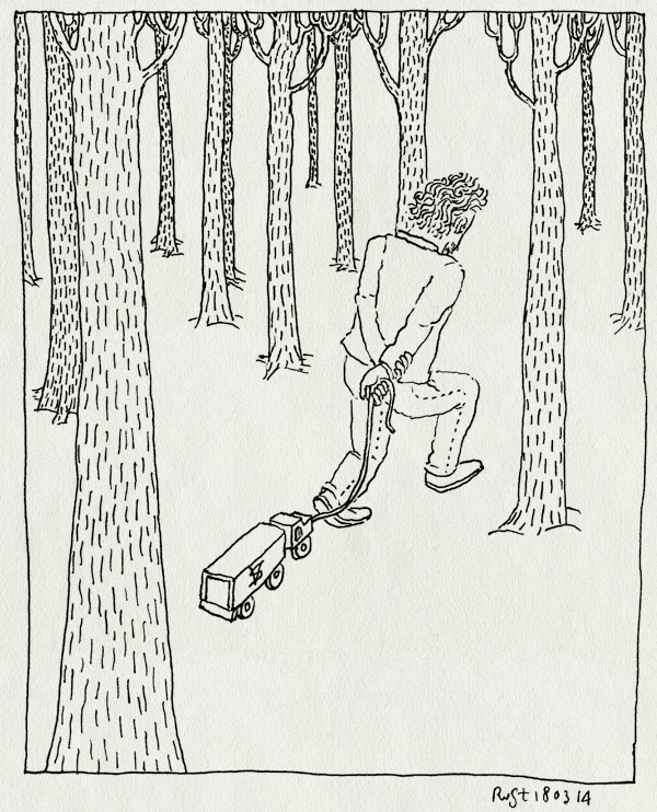 tekening 2489, autootje, begrafenis, bomen, IJmuiden, ome hans, steemans vrachtdienst