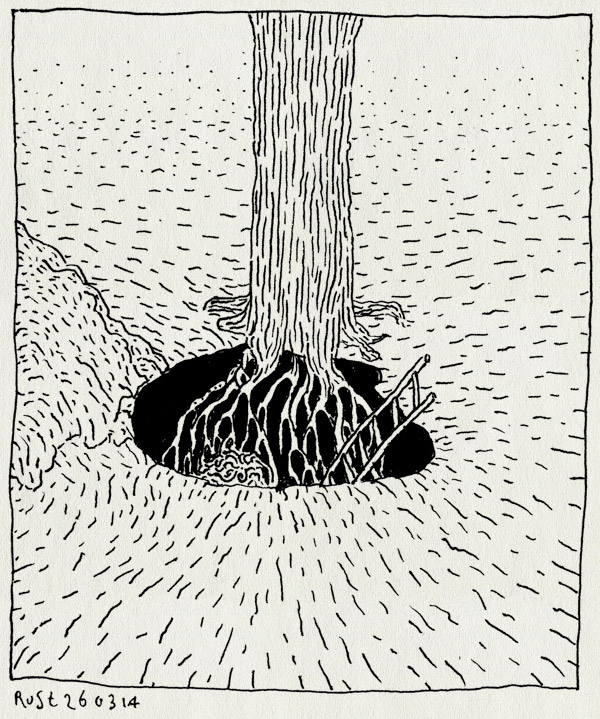tekening 2497, boom, graven, kuil, muur, ontwerp, school of life, wortels
