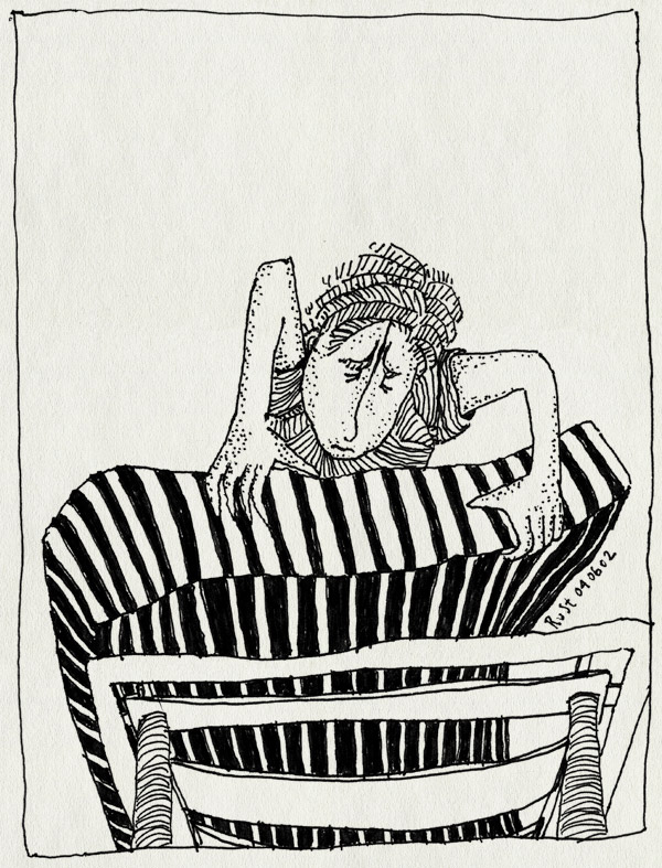 tekening 3, bed, kijken, matras, onderstel, streepjes