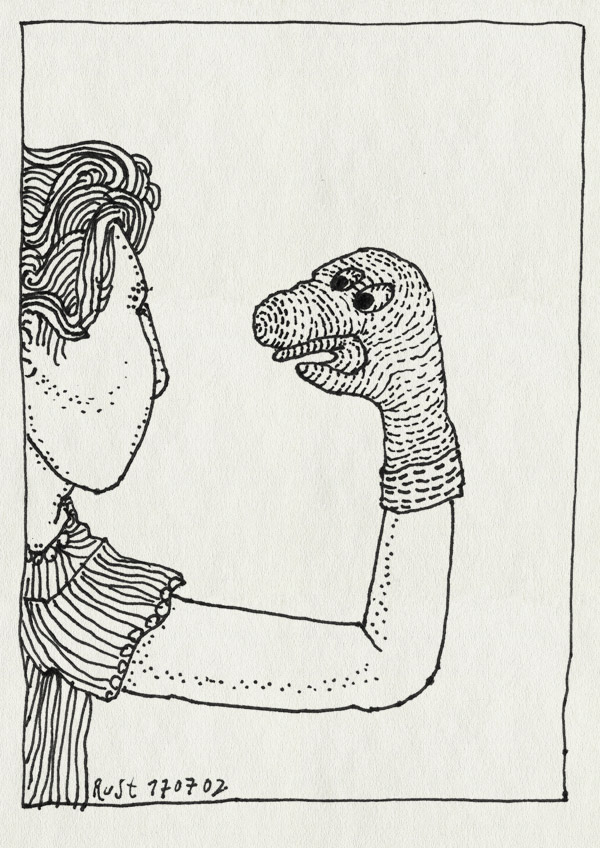 tekening 50, handpop, logopedie, praten, sok, zelf