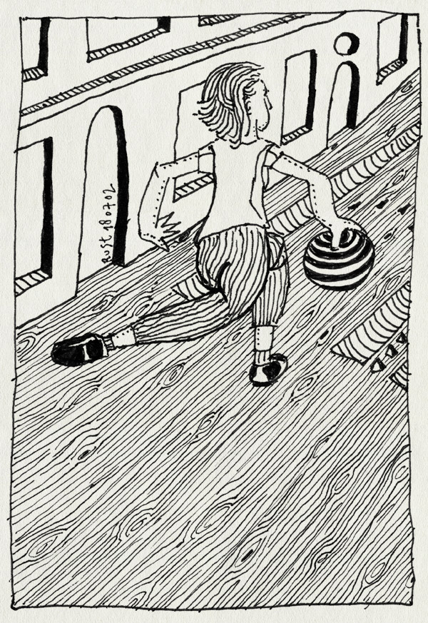 tekening 51, agnes, bowlen, verkeerdom