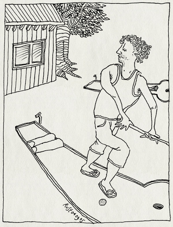tekening 513, midgetgolf minigolf midget golf mini golf baan huis boom