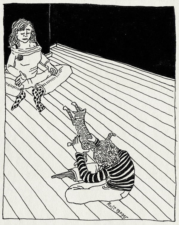 tekening 517, martine tijger ruben vloer streepjes RuSt 10e tiger cat kitten floor throw