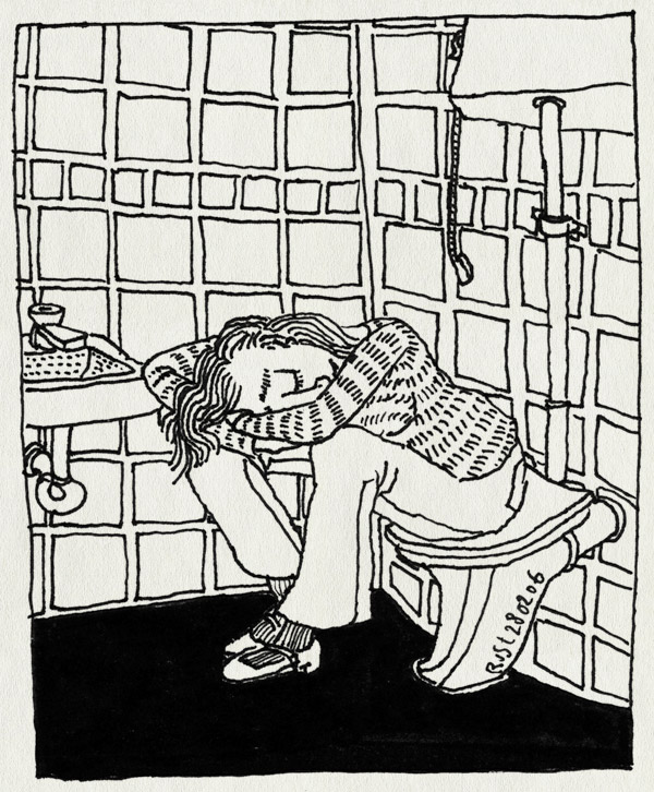tekening 519, wc toilet slaap martine 10e tegels toilet sleep sink tiles