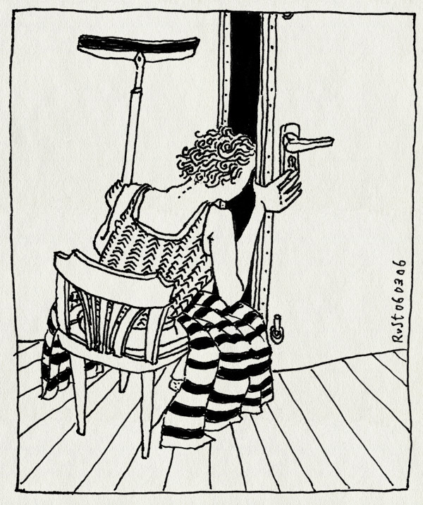 tekening 525, stoel deur buren RuSt maasstraat wisser gang hallway blanket deken door