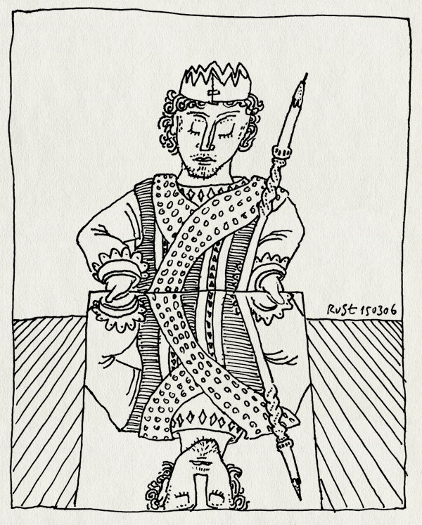 tekening 532, koning heer kroon potlood spiegel nieuwe heeren stripstrijd king crown pencil