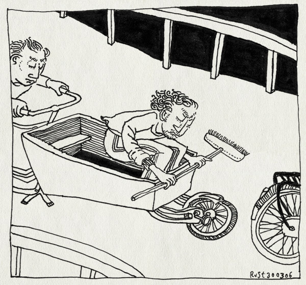 tekening 542, bakfiets bakfietsrace nieuwe heeren nieuwe heren nh49 bezem fiets race bike bicycle canal amsterdam