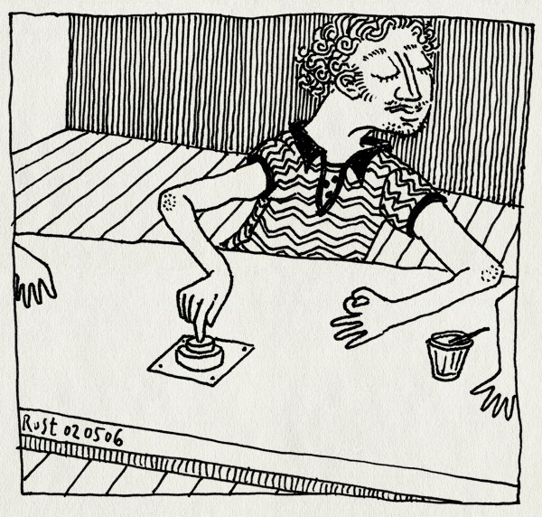 tekening 544, tafel knop button table amsterdamdag amsterdam jury beslissen push drukken