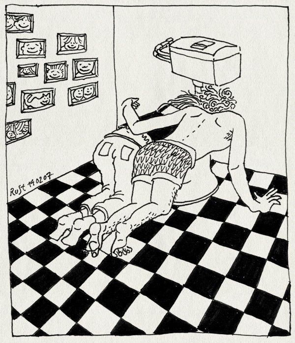 tekening 564, sick ill 10e ruben rust toilet puke kotsen ziek misselijk tiles wc pictures fotos fotolijstjes samen valentijnsdag