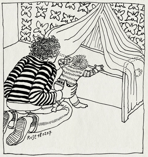 tekening 567, roos birte steeman geboren birth newborm wieg cradle midas