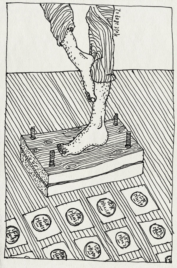 tekening 57, handgemaakt, linosnede, persen, stempel, verhuiskaart, voet, voeten, voetgemaakt, zelfgemaakt