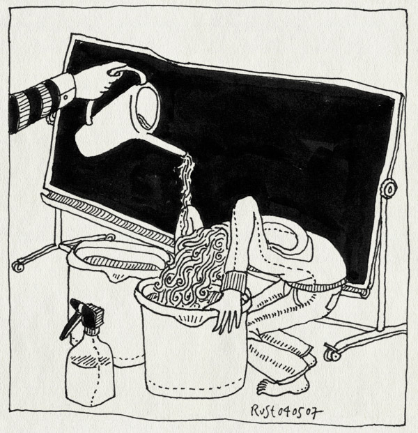 tekening 590, fotoshoot micompany carlijn water schoolbord emmer bucket gieter