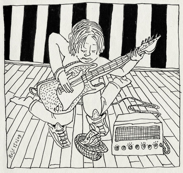 tekening 640, amplifier, amstelveen, boer, dwerg, geld, gitaar, guitar, musician, muzikant, performance, pet, schoenen, show, stratocaster, ties, versterker